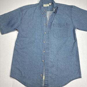 St. John's Bay Short Sleeve Denim Button Shirt Men's Medium Blue